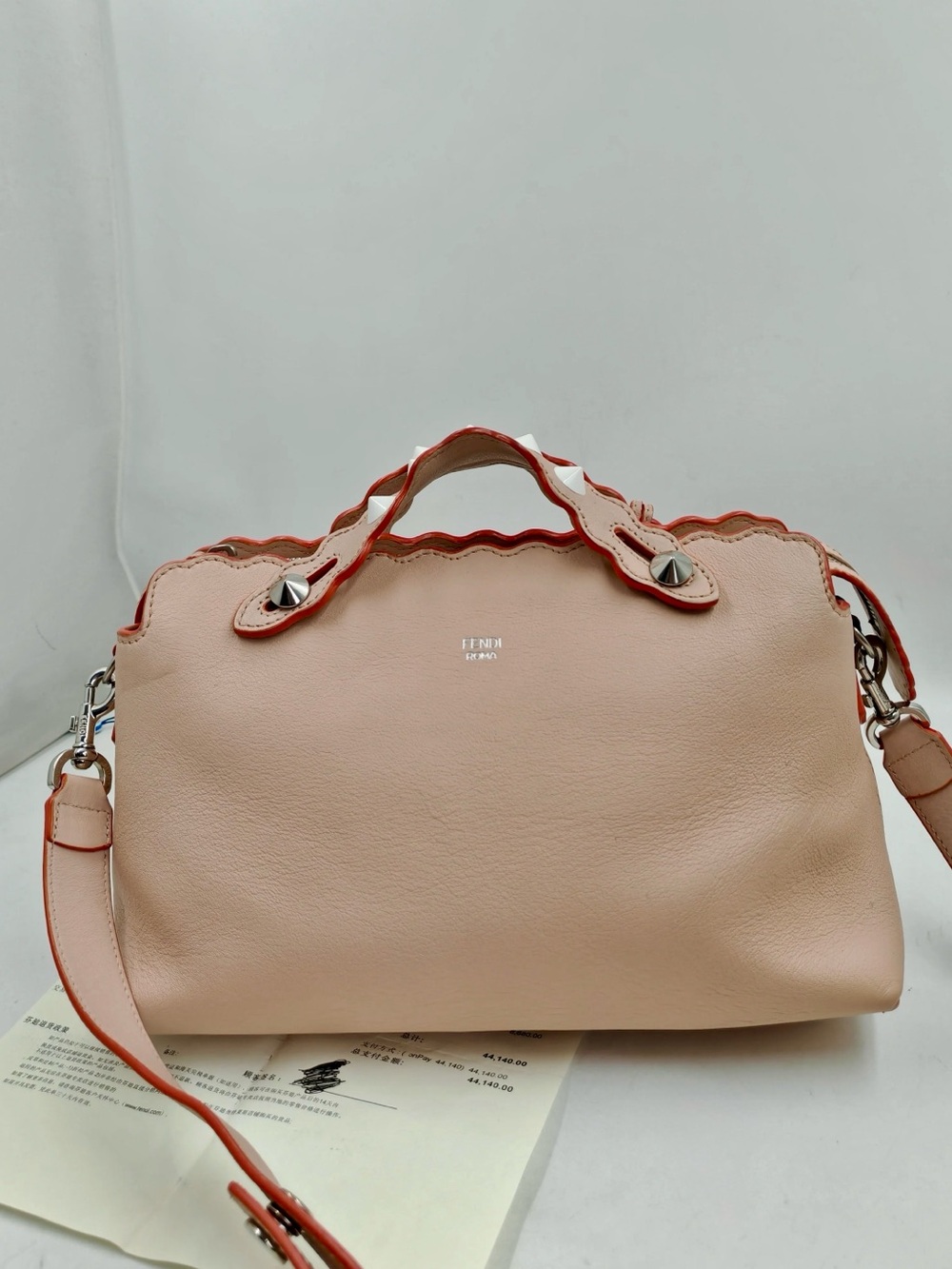 🌸Authentic FENDI By The Way Pink Leather Studded Scalloped Shoulder Crossbody🌸 - Picture 3 of 15